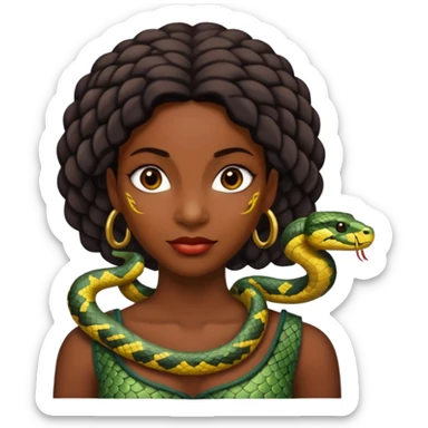 black woman with snake on shoulders sticker