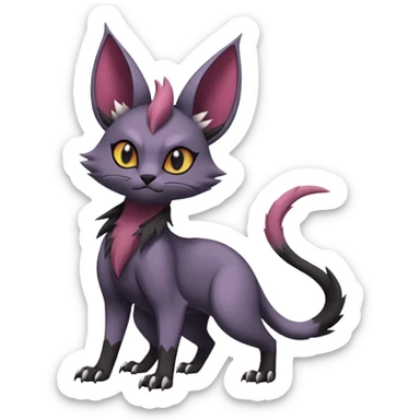 dark cute handsome elegant beautiful realistic dull pointy edgy Noivern-Noibat-Purloin-Torracat-Lykoi-Caracal-cat-Fakemon-fusion-hybrid-creature sticker