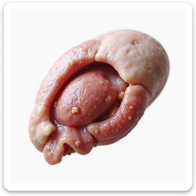 Pig thyroid gland, anatomical view, isolated on white background, hyperrealistic 4K, side view, clear anatomical details sticker