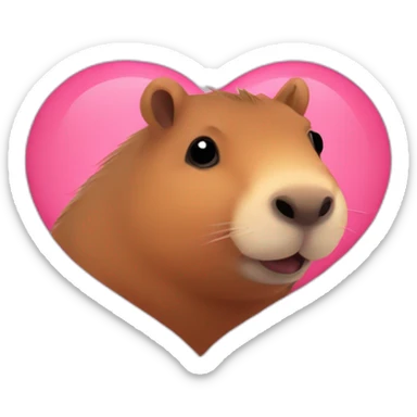 capybara loving heart sticker