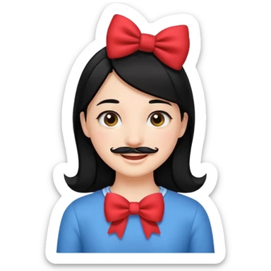 Adolf Hitler Like a girl hair with a bow  That he has black hair and a small mustache(„toothbrush) like Hitle sticker