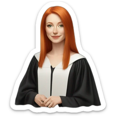 redhead white woman medium long straight hair, celebrating graduation with tarot cards sticker