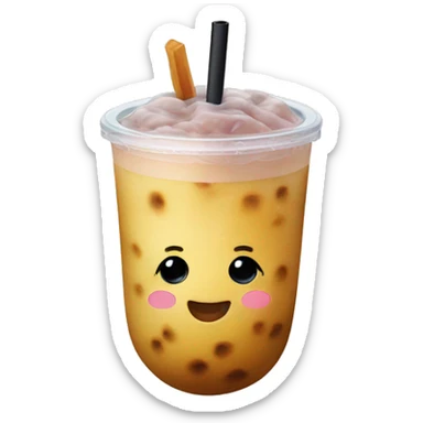Potato with a bubble tea sticker