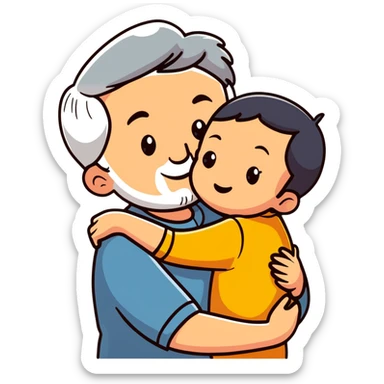 loving grandparent hugging a grandchild sticker