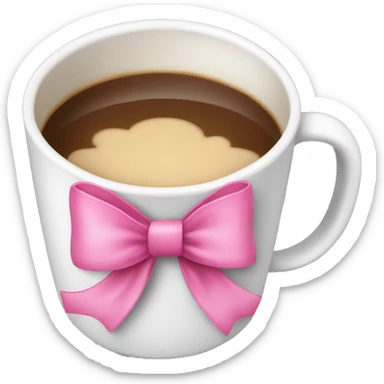 White cup with pink bow  filled with lattee sticker
