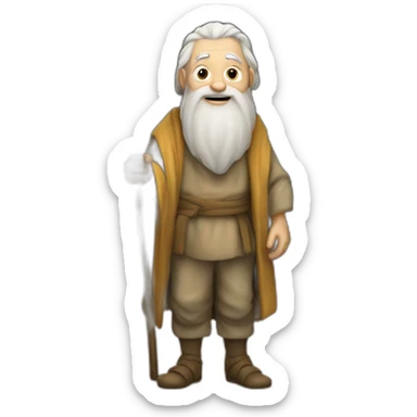  a wise old man standing in front of the cave sticker