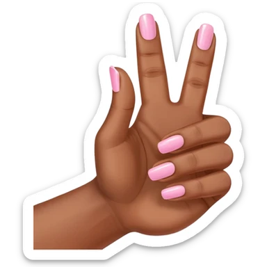 Medium brown skin hand thumbs up with light pink painted fingernail polish  sticker