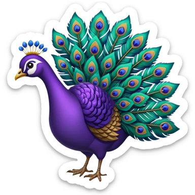 pluma de pavo real morada sticker