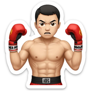 click that wong sze man face in thai boxing with angry face 20 times woman click woman sticker