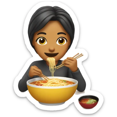 Chica comiendo ramen sticker