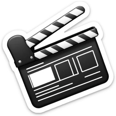 movie clapper outline only, just two rectangles with a diagonal line, no fill, black line art only sticker