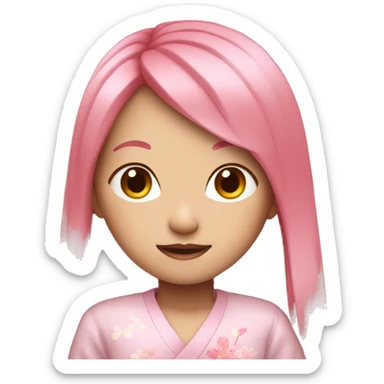 japanese girl with long pink hair sticker