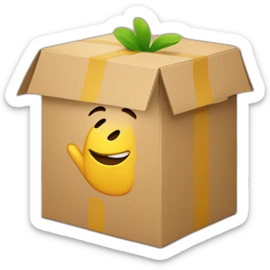 Video icons, camera, logos, likes, thumbs up, marks, views, coverage, applause fly out of a Cardboard box sticker