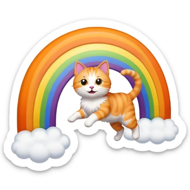 cat jumping on a rainbow  sticker