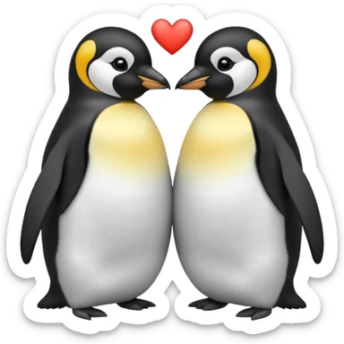 2 emperor penguins facing each other making a heart sticker