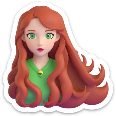 redhead with long hair and green eyes sticker