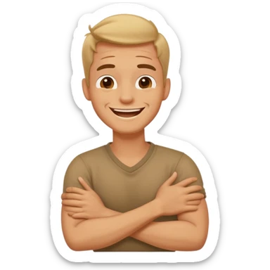 Arms crossed holding neck laughing guy ￼ sticker