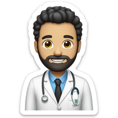 doctor brown beard smiles short black hair on the head sticker