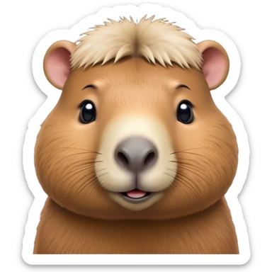 Cinematic Cute Capybara Portrait Emoji, Head tilted playfully and inquisitively, with a delightfully fluffy, rounded form and a characteristically large, flat capybara head featuring a short snout and small ears, accentuated by soft, inviting fur and round, sparkling eyes full of charm, Simplified yet irresistibly adorable features, highly detailed, glowing with a warm, friendly glow, high shine, affectionate and lively, stylized with a touch of whimsical cuteness, soft glowing outline, capturing the essence of a mischievous yet loving capybara that feels like it could tumble out of the screen into your arms! sticker