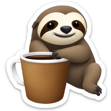Cute sleepy Sloth with coffee mug simple clean ios sticker