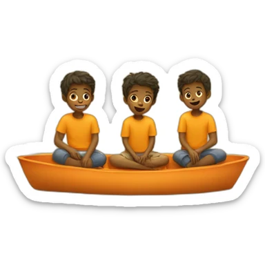 three-little-boys-sitting-in-a-yellow-and-orange-lake sticker