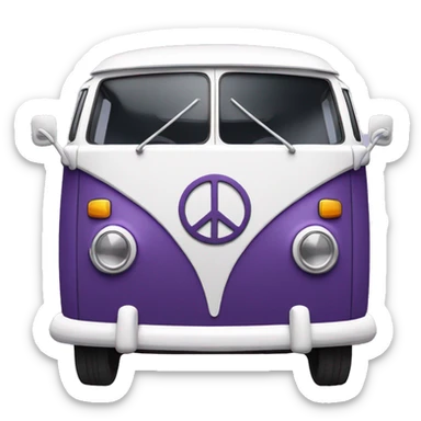 campervan purple white with peace sign instead of VW logo sticker