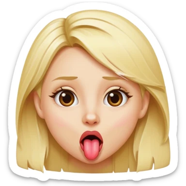 Blonde girl sticking out a silly pointed tongue sticker