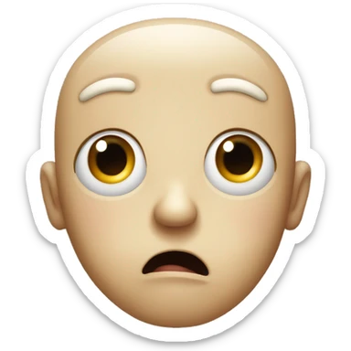 a shocked and dull face that looks a 100 years old, small eyes sticker