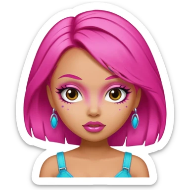 pretty bratz baddie, hot pink hair sticker