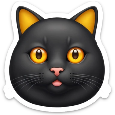 Un gato negro gordito con los ojos de color amarillos sentado sticker