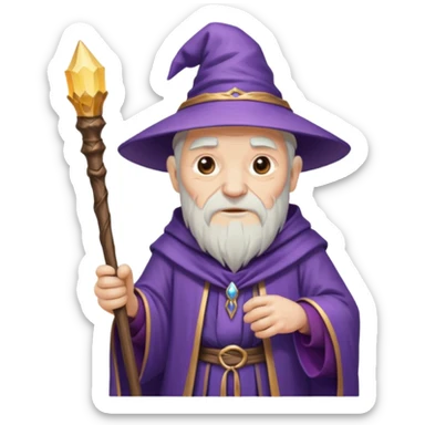 old purple wizard with staff sticker