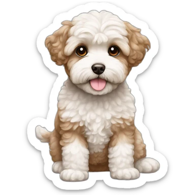 white-brown maltipoo sticker