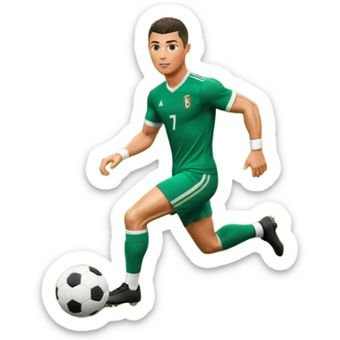 Ronaldo dribbling with a touch into a football sticker
