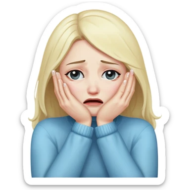 woman sitting and crying covering her face with her arms sticker