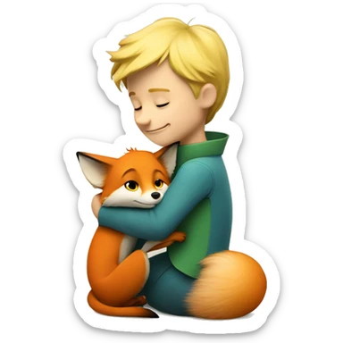 The little prince hugs the fox sticker