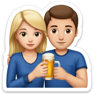 girl touching guys arm with beer sticker