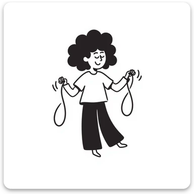playful hand drawn sketch of a person jumping rope sticker