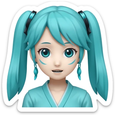 Hatsune miku with creepy face sticker