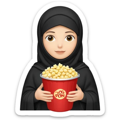 a burka holding a bucket of popcorn sticker
