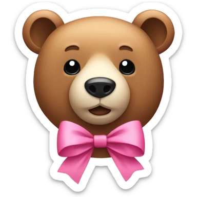 Bear with pink bow sticker