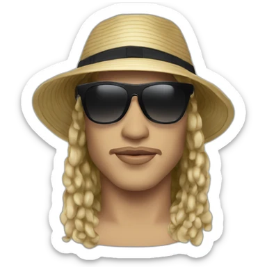 The french singer Lorenzo with this style : bucket hat and sunglasses sticker