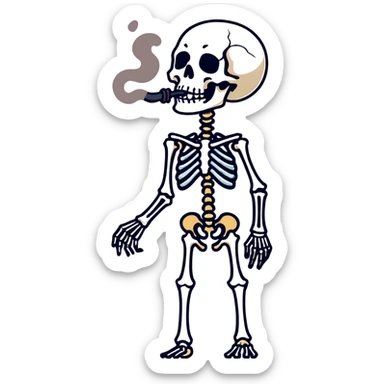smoking skeleton sticker