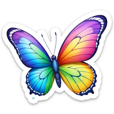 rainbow butterfly on river bank sticker
