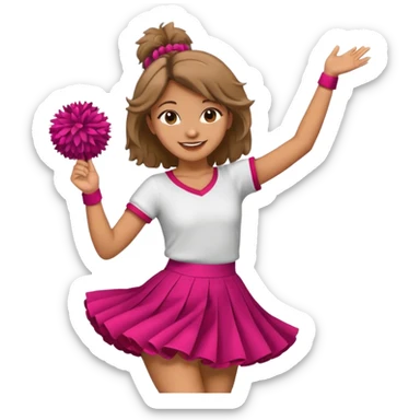 turtle girl dancing with skirt holging o mpom sticker