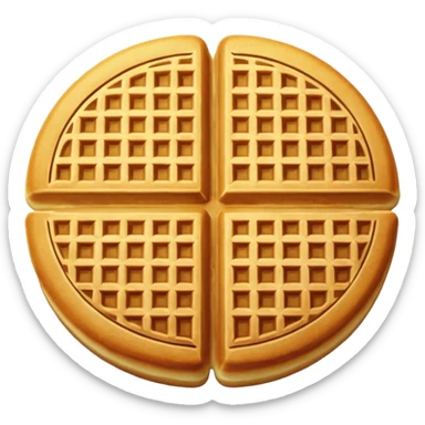 round waffle with grid texture, golden brown sticker