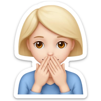 A single emoji that's feeling shy. In love. But hiding behind her hands.  sticker