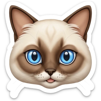 
Siamese cat face long hair fur sticker