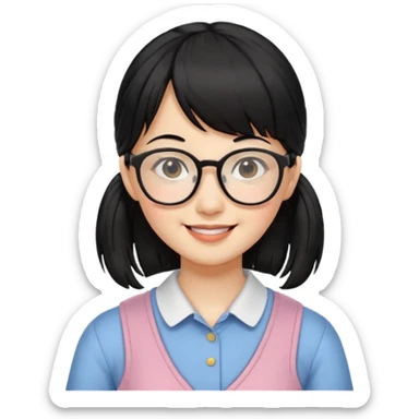 It's a trend setter that gives information related to all kinds of skin and beauty, but it's a little mild, with black hair, bangs, pigtails. It's a little cute and smiling. But you have to be an adult and look smart sticker