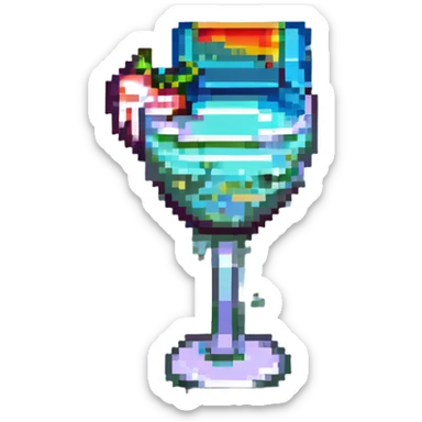 Sex on the beach cocktail, monochrome colors, 8-bit style, retro gaming aesthetic sticker