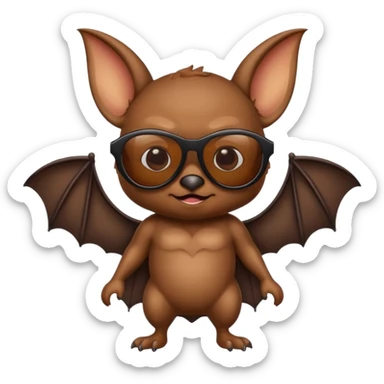 cute bat with sunglasses, full body sticker